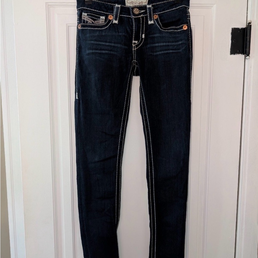 Big Star Women's Skinny Jeans in Dark Indigo with White Stitching
